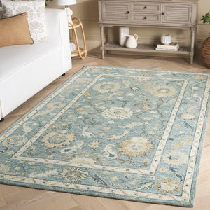 Safavieh Metro Traditional Wool Runner Rug - Timeless Hand-tufted Elegance For Hallways And Entryways Blue ,Ivory Wool Pile Met827m-5