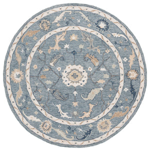 Safavieh Metro Traditional Hand-tufted Wool Area Rug - Elegant Ivory And Beige Floral Design For Any Space Blue ,Ivory Wool Pile Met827m-9