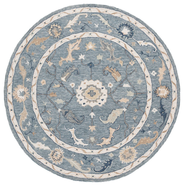 Safavieh Metro Traditional Hand-tufted Wool Area Rug - Elegant Ivory And Beige Floral Design For Any Space Blue ,Ivory Wool Pile Met827m-9