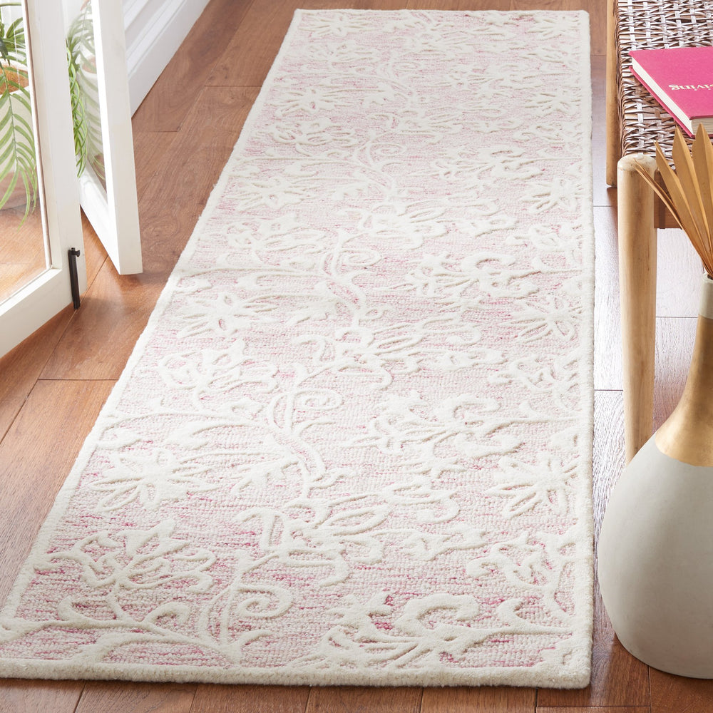 Safavieh Metro Hand‑Tufted Wool Cotton Rug 8X10 In Pink Ivory Floral Ornamental Vintage Romantic Design 10'-0" x 14'-0" MET853U-10