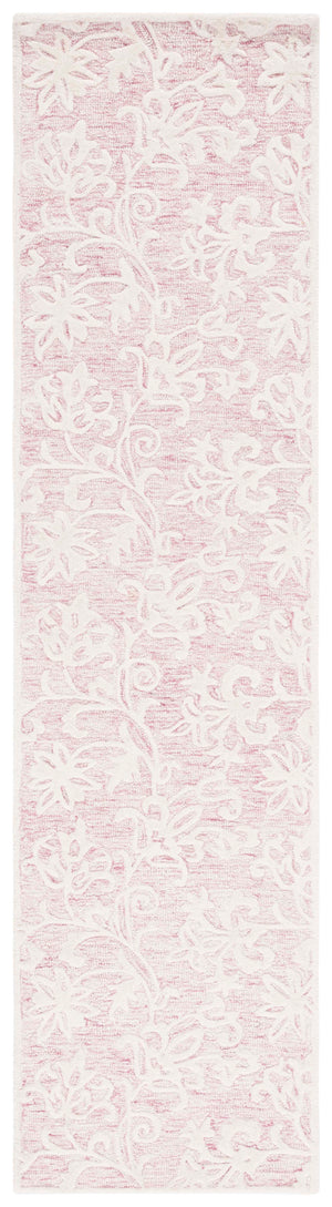 Safavieh Metro Hand‑Tufted Wool Cotton Rug 8X10 In Pink Ivory – Vintage Floral Design, Plush Low Pile, Non‑Slip 4'-0" x 4'-0" MET853U-4R