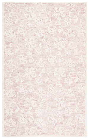 Safavieh Metro Hand‑Tufted Wool Cotton Rug 8X10 In Pink Ivory – Vintage Floral Design, Plush Low Pile, Non‑Slip 4'-0" x 4'-0" MET853U-4R