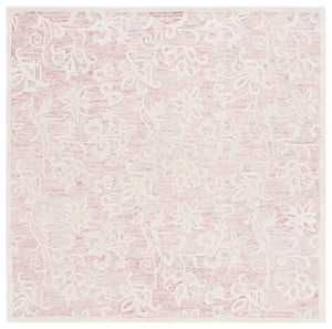 Safavieh Metro Hand‑Tufted Wool Cotton Rug 8X10 In Pink Ivory – Vintage Floral Design, Plush Low Pile, Non‑Slip 4'-0" x 4'-0" MET853U-4R