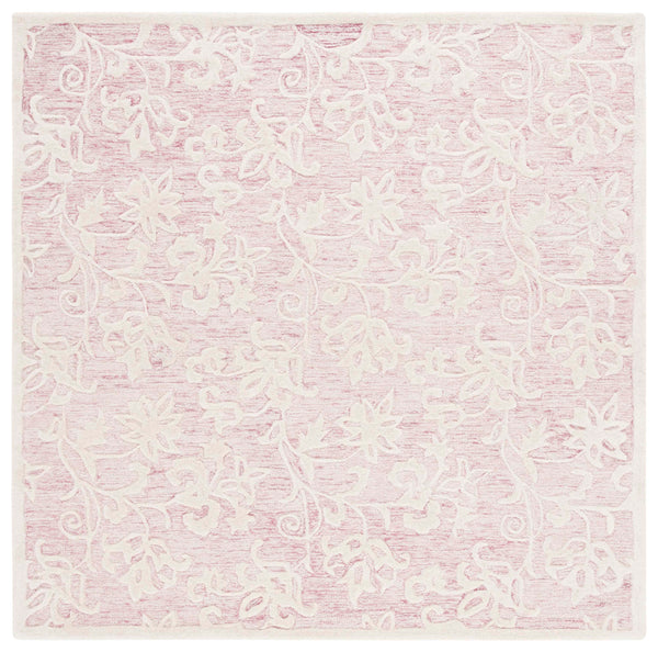 Safavieh Metro Hand‑Tufted Wool Cotton Rug 8X10 In Pink Ivory – Vintage Floral Design, Plush Low Pile, Non‑Slip 4'-0" x 4'-0" MET853U-4R