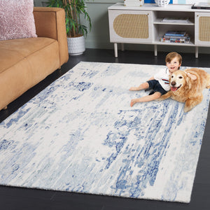 Safavieh Metro Hand-tufted Area Rug: Luxurious Wool Blend With Abstract Design For Stylish Home Décor Ivory ,Blue 85% Wool,15% Cotton Met854m-6sq