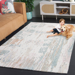 Safavieh Metro Hand-tufted Area Rug: Luxurious Wool Blend With Abstract Design For Stylish Home Décor Ivory ,Green 85% Wool,15% Cotton Met854y-6r