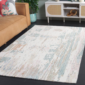 Safavieh Metro Hand-tufted Area Rug: Luxurious Wool Blend With Abstract Design For Stylish Home Décor Ivory ,Green 85% Wool,15% Cotton Met854y-6r