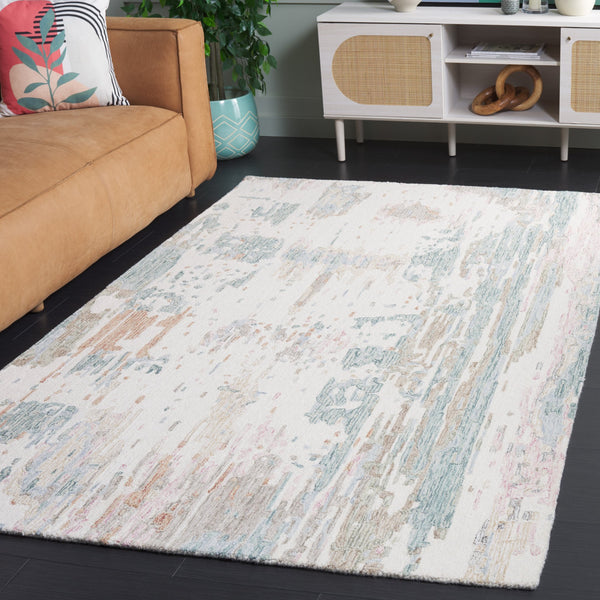 Safavieh Metro Hand-tufted Area Rug: Luxurious Wool Blend With Abstract Design For Stylish Home Décor Ivory ,Green 85% Wool,15% Cotton Met854y-6r