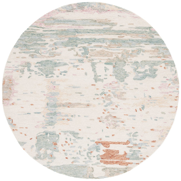 Safavieh Metro Hand-tufted Area Rug: Luxurious Wool Blend With Abstract Design For Stylish Home Décor Ivory ,Green 85% Wool,15% Cotton Met854y-6r