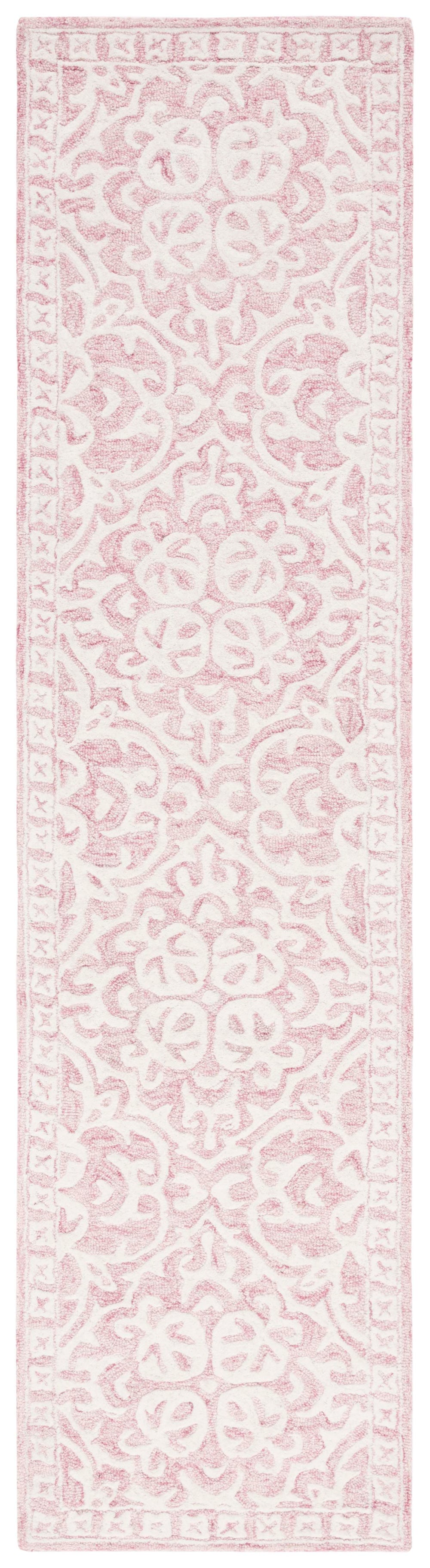 Safavieh Metro Hand‑Tufted Pink Ivory Floral Rug — Soft Wool & Cotton Pile, Low‑Profile Luxury For Cozy Rooms 4'-0" x 4'-0" MET857U-4SQ