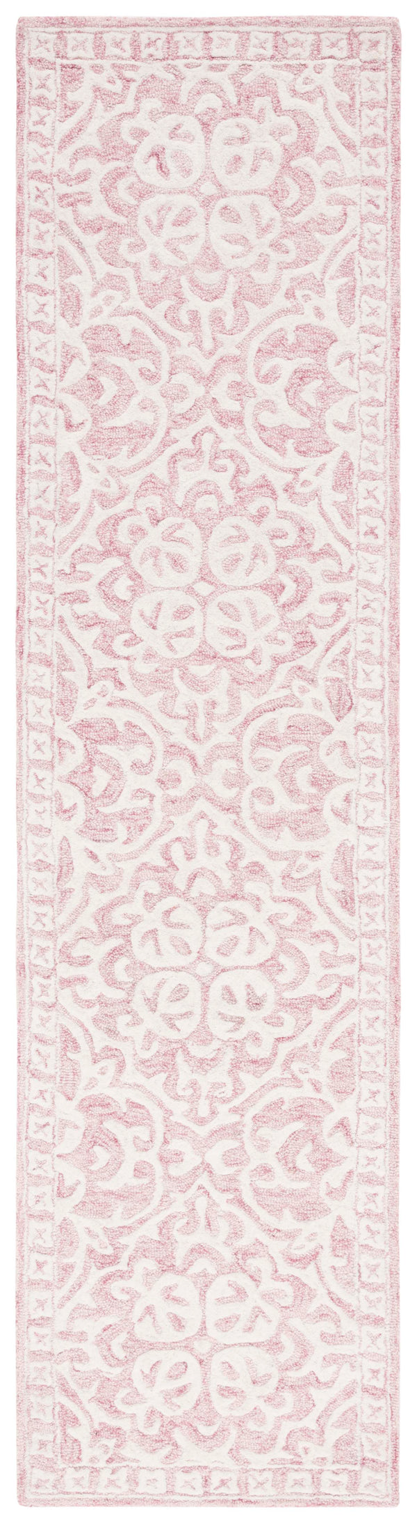 Safavieh Metro Hand‑Tufted Pink Ivory Floral Rug — Soft Wool & Cotton Pile, Low‑Profile Luxury For Cozy Rooms 4'-0" x 4'-0" MET857U-4SQ