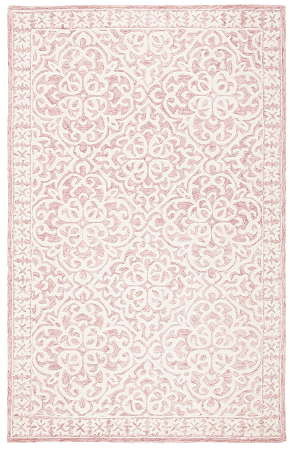 Safavieh Metro Hand-Tufted Pink Ivory Area Rug — Wool Cotton Low-Profile Vintage Elegance For Living Rooms 9'-0" x 12'-0" MET857U-9