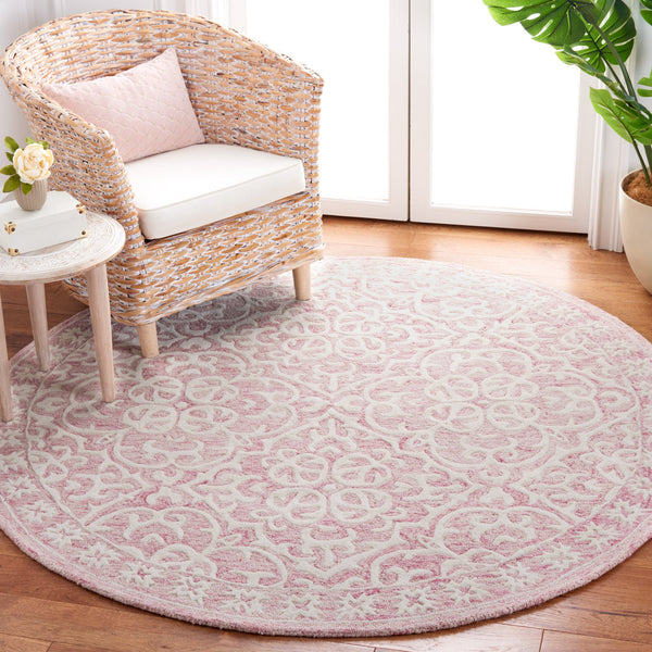 Safavieh Metro Hand-Tufted Pink Ivory Area Rug — Wool Cotton Low-Profile Vintage Elegance For Living Rooms 9'-0" x 12'-0" MET857U-9