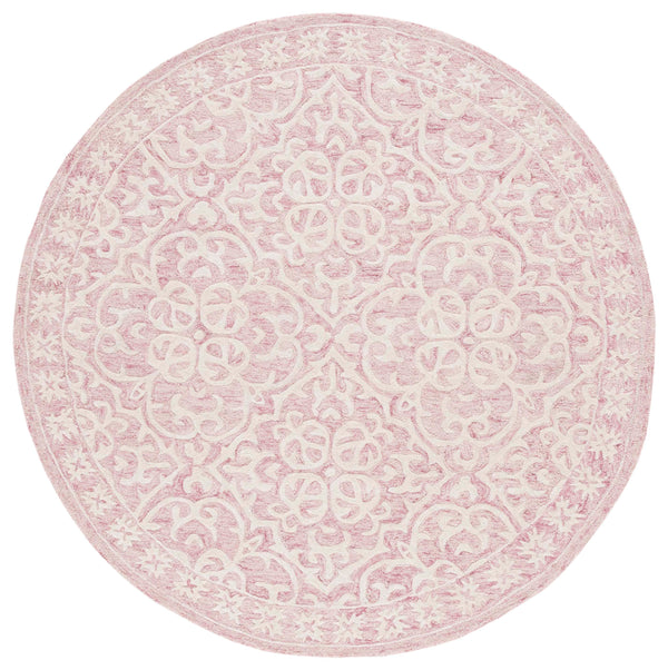 Safavieh Metro Hand-Tufted Pink Ivory Area Rug — Wool Cotton Low-Profile Vintage Elegance For Living Rooms 9'-0" x 12'-0" MET857U-9