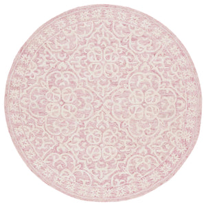 Safavieh Metro Hand‑Tufted Pink Ivory Floral Rug — Soft Wool & Cotton Pile, Low‑Profile Luxury For Cozy Rooms 4'-0" x 4'-0" MET857U-4SQ