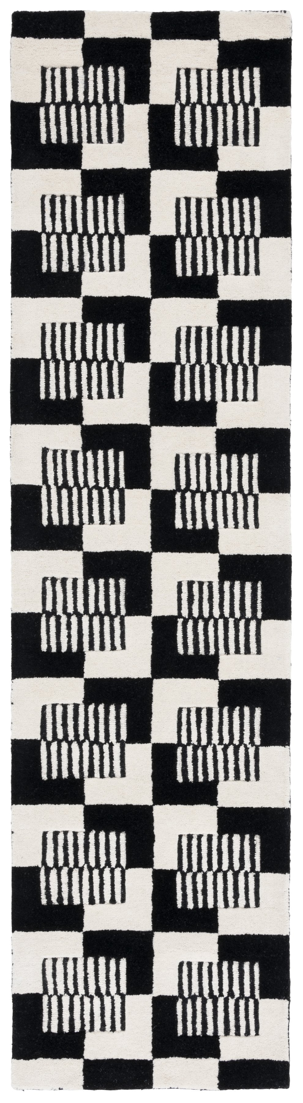 Safavieh Metro Hand-tufted Area Rug - Elegant Geometric Design In Black And Ivory For Modern Living Spaces Black ,Ivory 85% Wool,15% Cotton Met869z-3