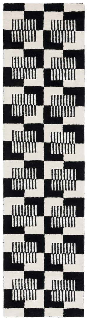 Safavieh Metro Hand-tufted Area Rug - Elegant Geometric Design In Black And Ivory For Modern Living Spaces Black ,Ivory 85% Wool,15% Cotton Met869z-3