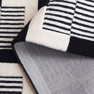 Safavieh Metro Hand-tufted Area Rug - Elegant Geometric Design In Black And Ivory For Modern Living Spaces Black ,Ivory 85% Wool,15% Cotton Met869z-3