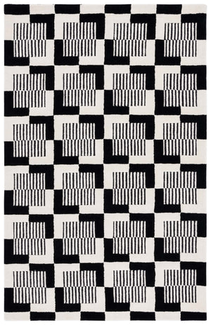 Safavieh Metro Hand-tufted Area Rug - Elegant Geometric Design In Black And Ivory For Modern Living Spaces Black ,Ivory 85% Wool,15% Cotton Met869z-3