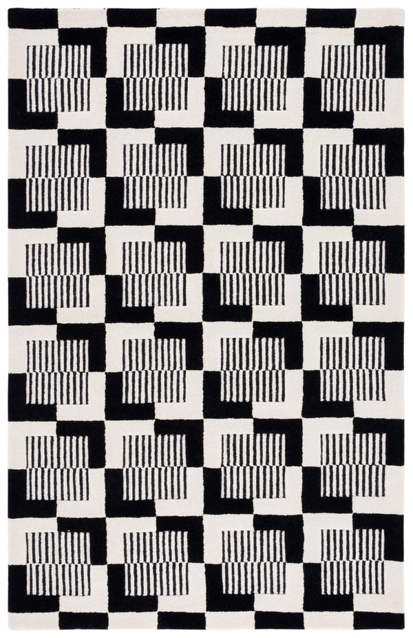Safavieh Metro Hand-tufted Area Rug - Elegant Geometric Design In Black And Ivory For Modern Living Spaces Black ,Ivory 85% Wool,15% Cotton Met869z-3