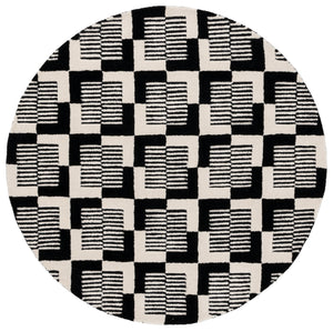 Safavieh Metro Hand-tufted Area Rug - Elegant Geometric Design In Black And Ivory For Modern Living Spaces Black ,Ivory 85% Wool,15% Cotton Met869z-3