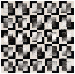 Safavieh Metro Hand-tufted Area Rug - Elegant Geometric Design In Black And Ivory For Modern Living Spaces Black ,Ivory 85% Wool,15% Cotton Met869z-3