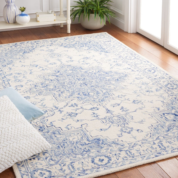 Safavieh Metro Hand-tufted Area Rug - Luxurious Wool And Cotton Blend With Timeless Elegance For Any Space Blue ,Ivory 80% Wool And 20% Cotton Met874m-213