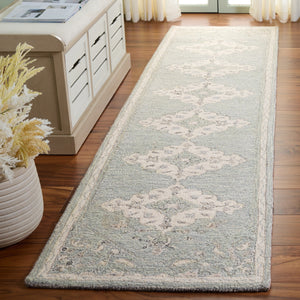 Safavieh Metro Hand-Tufted Grey Ivory Runner Rug, 85% Wool 15% Cotton, Low-Profile 3/8" Pile For Hallways 2'-3" x 9'-0" MET890F-29