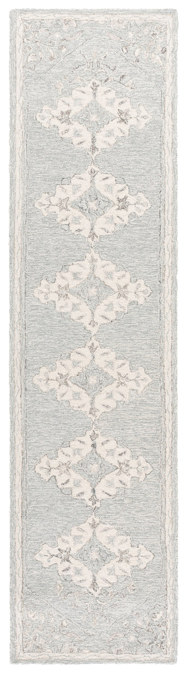 Safavieh Metro Hand-Tufted Grey Ivory Runner Rug, 85% Wool 15% Cotton, Low-Profile 3/8" Pile For Hallways 2'-3" x 9'-0" MET890F-29