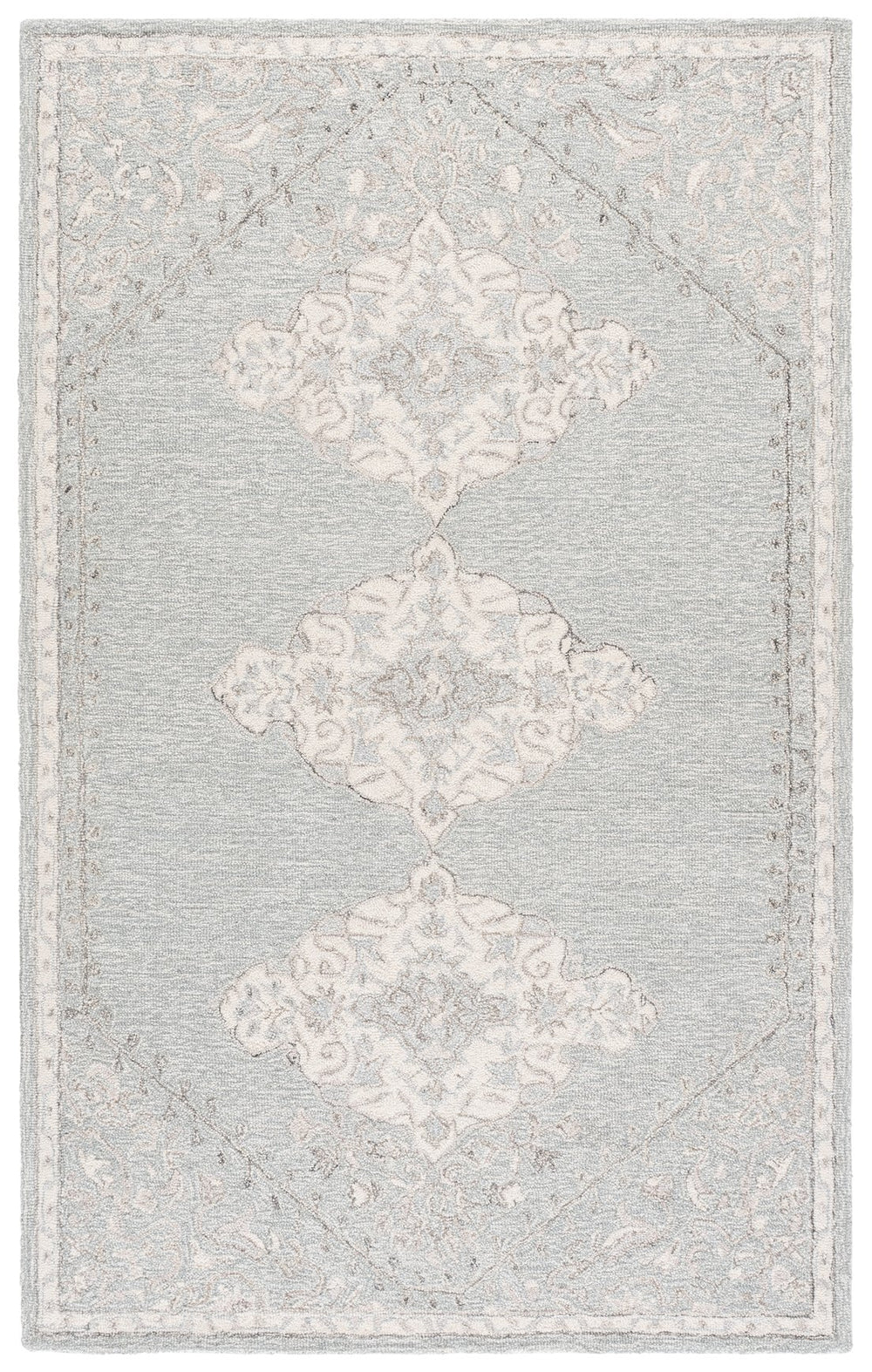 Safavieh Metro Hand-Tufted Grey Ivory Area Rug — Traditional Elegance, Wool-Cotton Plush, Low-Profile Durability 5'-0" x 8'-0" MET890F-5