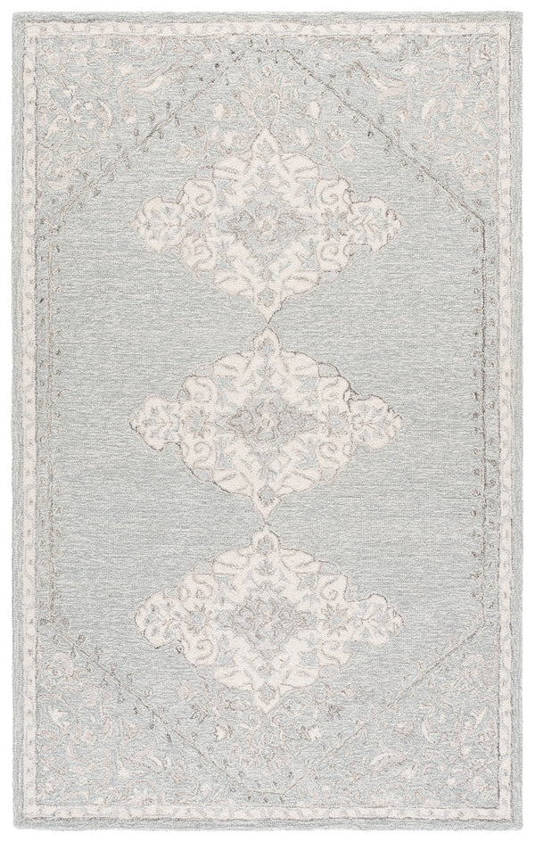 Safavieh Metro Hand-Tufted Grey Ivory Runner Rug, 85% Wool 15% Cotton, Low-Profile 3/8" Pile For Hallways 2'-3" x 9'-0" MET890F-29