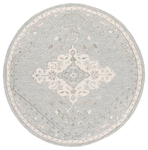 Safavieh Metro Hand-Tufted Round Area Rug In Grey Ivory — Low-Profile Wool Blend, Soft Durable Texture For Rooms 6'-0" x 6'-0" MET890F-6R