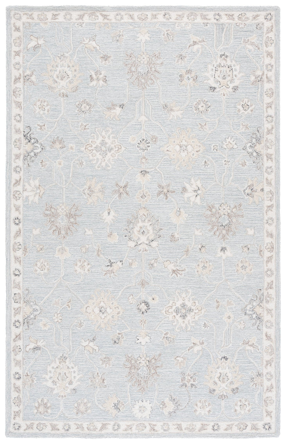 Safavieh Metro Hand‑Tufted Light Blue Ivory Area Rug — Wool‑Cotton Low Profile, Transitional Elegance For Home 4'-0" x 6'-0" MET892L-4