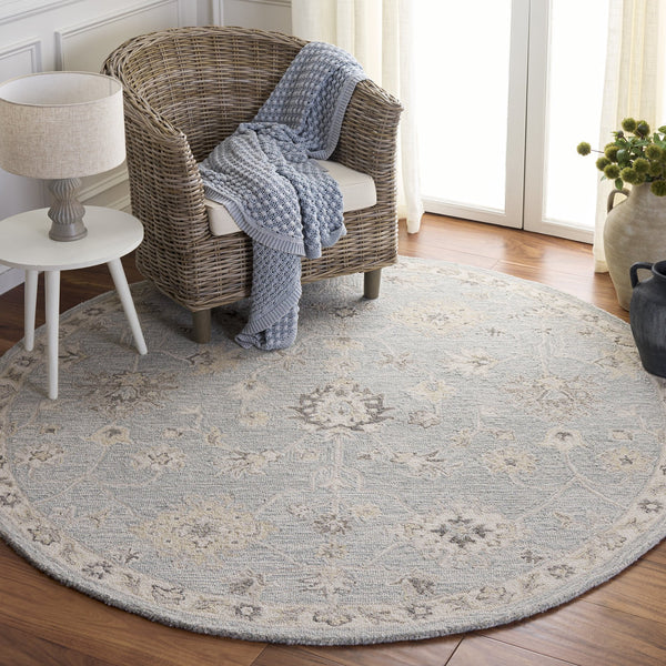Safavieh Metro Hand‑Tufted Light Blue Ivory Area Rug — Wool‑Cotton Low Profile, Transitional Elegance For Home 4'-0" x 6'-0" MET892L-4