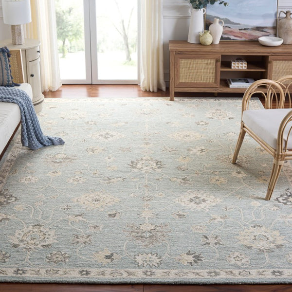 Safavieh Metro Hand Tufted Wool Blend Area Rug Ivory Blue Traditional Living Room Accent 8' x 10' MET892L-8