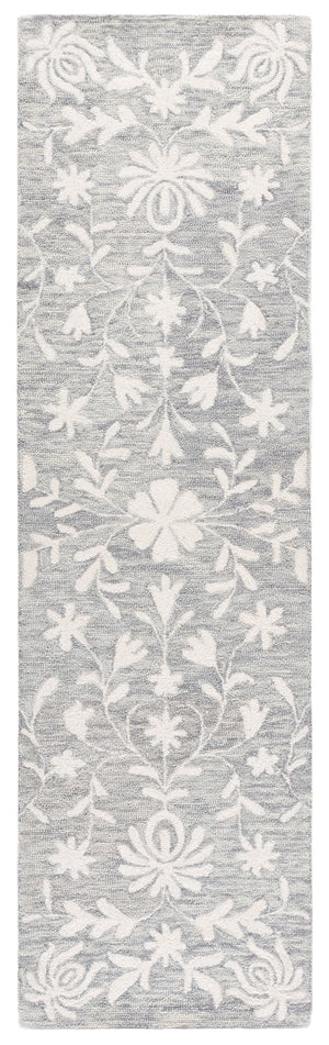 Safavieh Metro Hand-Tufted Grey Ivory Area Rug With Floral Motif, Wool-Chenille-Cotton Blend, Low Pile 8'-0" x 10'-0" MET893F-8