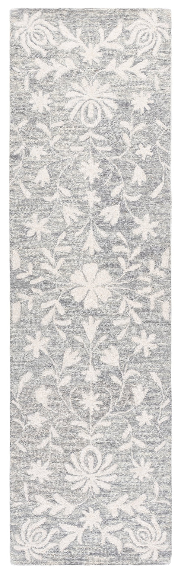 Safavieh Metro Hand-Tufted Grey Ivory Area Rug With Floral Motif, Wool-Chenille-Cotton Blend, Low Pile 8'-0" x 10'-0" MET893F-8