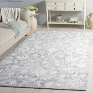 Safavieh Metro Hand-Tufted Grey Ivory Area Rug With Floral Motif, Wool-Chenille-Cotton Blend, Low Pile 8'-0" x 10'-0" MET893F-8