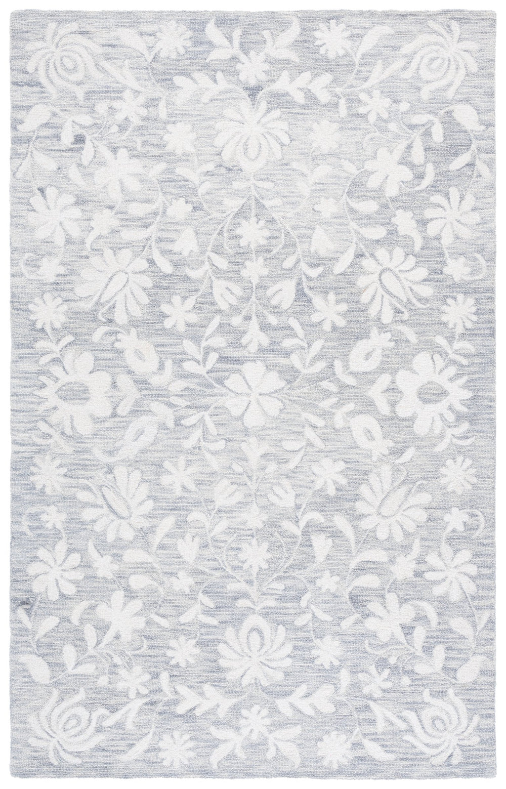 Safavieh Metro Hand-Tufted Grey Ivory Area Rug - Wool Chenille Blend, Floral-Inspired Low Pile Elegance 4'-0" x 6'-0" MET893F-4