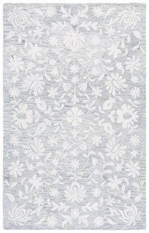 Safavieh Metro Hand-Tufted Grey Ivory Area Rug With Floral Motif, Wool-Chenille-Cotton Blend, Low Pile 8'-0" x 10'-0" MET893F-8