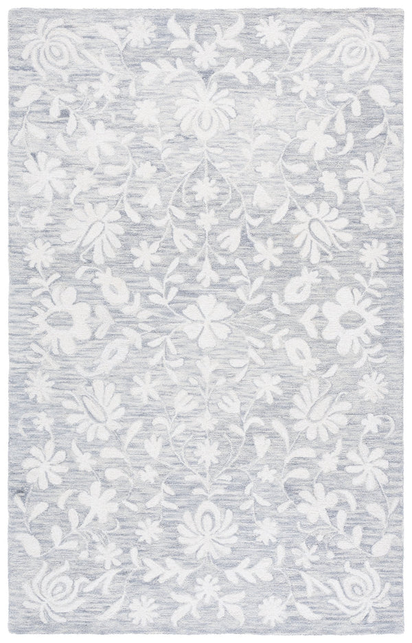 Safavieh Metro Hand-Tufted Grey Ivory Area Rug With Floral Motif, Wool-Chenille-Cotton Blend, Low Pile 8'-0" x 10'-0" MET893F-8