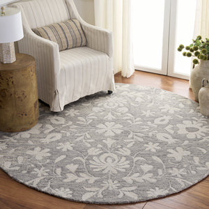 Safavieh Metro Hand-Tufted Grey Ivory Area Rug With Floral Motif, Wool-Chenille-Cotton Blend, Low Pile 8'-0" x 10'-0" MET893F-8