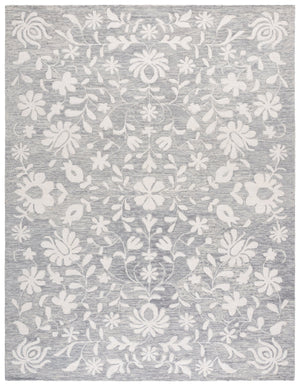 Safavieh Metro Hand-Tufted Grey Ivory Area Rug With Floral Motif, Wool-Chenille-Cotton Blend, Low Pile 8'-0" x 10'-0" MET893F-8