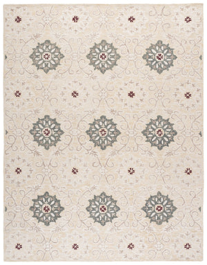Safavieh Metro Hand‑Tufted Round Area Rug Beige Ivory — Wool‑Cotton Low Pile, Traditional Floral Elegance 6'-0" x 6'-0" MET894B-6R