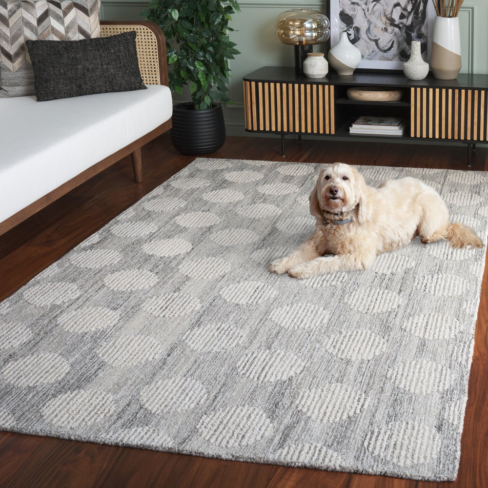 Safavieh Metro Hand-Tufted Grey Ivory Square Rug — Low-Profile Wool-Cotton Blend For Modern Minimalist Rooms 6'-0" x 6'-0" MET895F-6SQ
