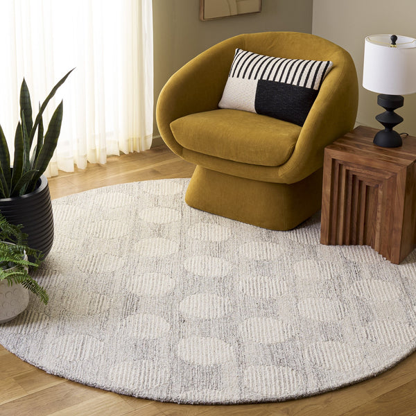 Safavieh Metro Hand-Tufted Grey Ivory Square Rug — Low-Profile Wool-Cotton Blend For Modern Minimalist Rooms 6'-0" x 6'-0" MET895F-6SQ