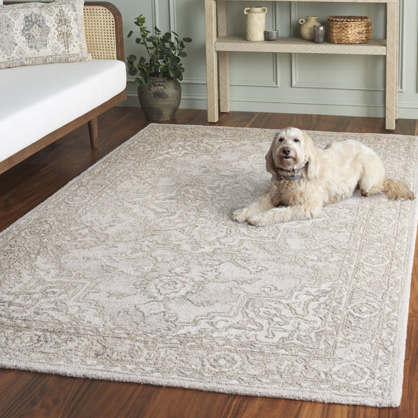 Safavieh Metro Hand-Tufted Light Brown Ivory Rug — Wool-Cotton Low-Pile Transitional Square Accent Rug 6'-0" x 6'-0" MET896T-6SQ
