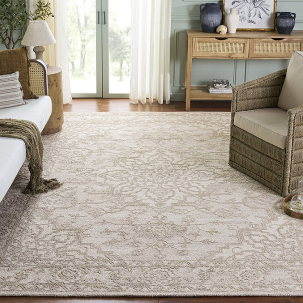 Safavieh Metro Hand Tufted Wool Cotton Area Rug Warm Ivory Transitional Living Room Accent MET896T-9