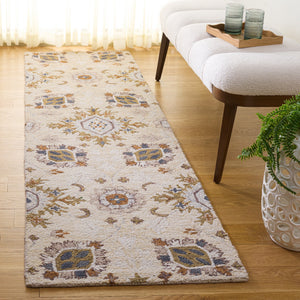 Safavieh Metro Hand-Tufted Beige Green Area Rug — Wool-Cotton Blend, Low Pile, Transitional Minimalist Style 6'-0" x 6'-0" MET898B-6SQ