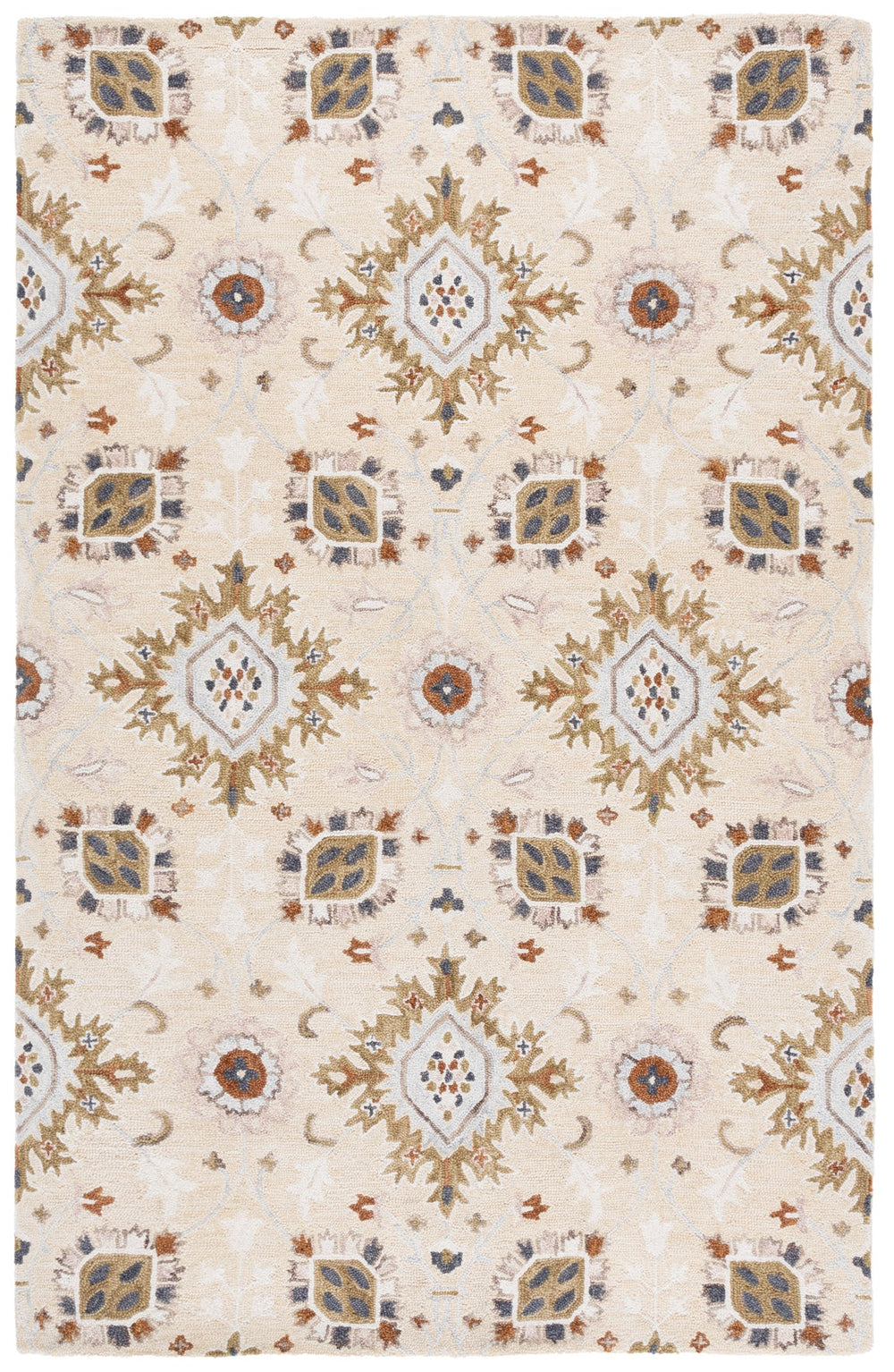 Safavieh Metro Hand-Tufted Beige Green Area Rug — Wool-Cotton Blend, Low Pile, Transitional Minimalist Style 6'-0" x 6'-0" MET898B-6SQ